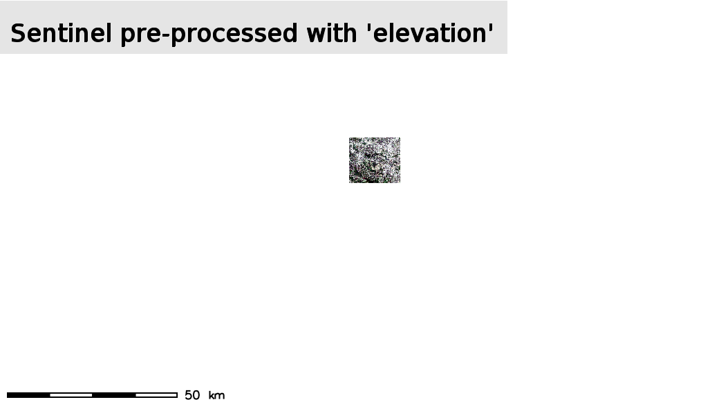 Pre-processed Sentinel scene RGB with elevation